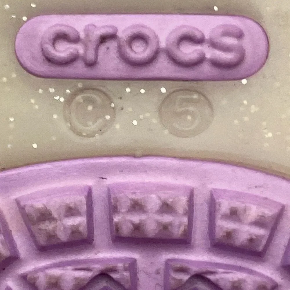 Crocs Girls Cream‎ Purple Isabella Glitter Jelly Comfort Sandals Size 5